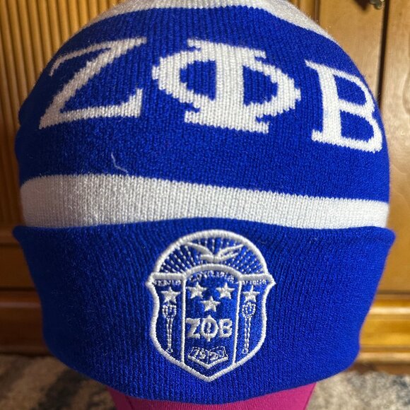 New Zeta Phi Beta Winter Knit Beanie w/Pompom - Picture 3 of 6